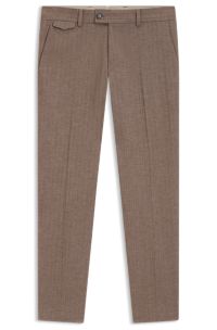 Tapered-fit trousers in cotton, cashmere and stretch, Beige