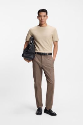Tapered-fit trousers in cotton, cashmere and stretch, Beige