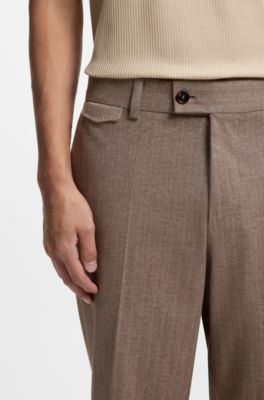 Tapered-fit trousers in cotton, cashmere and stretch, Beige