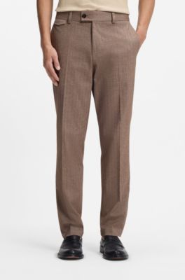 Tapered-fit trousers in cotton, cashmere and stretch, Beige