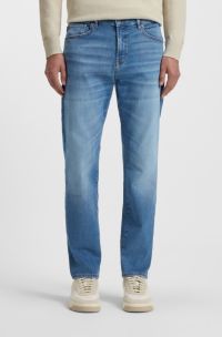 Jean Regular Maine en denim stretch indigo, Bleu