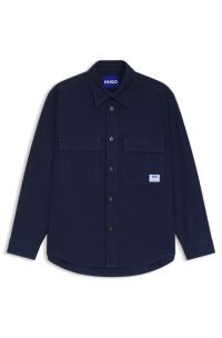 Oversized Hemd aus strukturiertem Ripstop in Denim-Optik, Dunkelblau