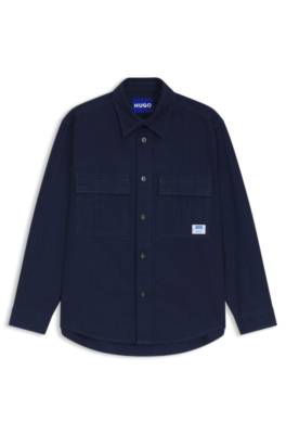 Oversized-fit shirt in denim-look structured ripstop fabric 1