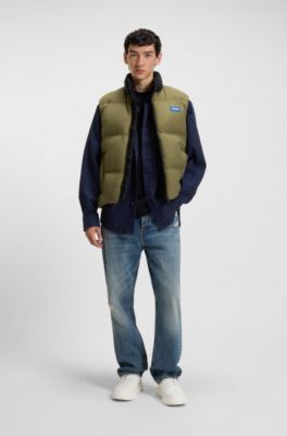 Oversized-fit shirt in denim-look structured ripstop fabric, Dark Blue