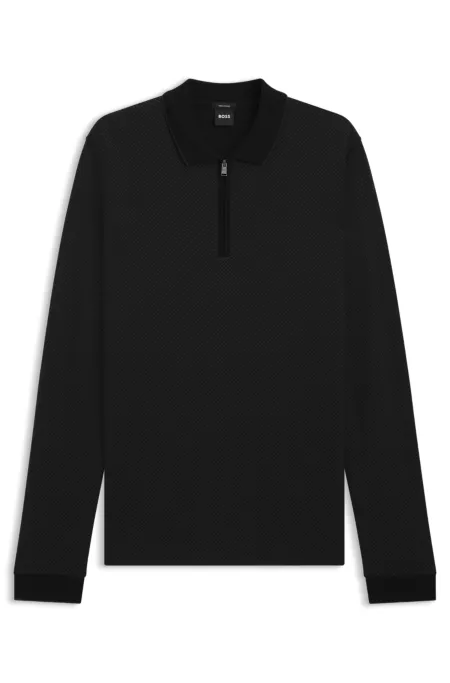Mercerised-cotton polo shirt with two-tone structure