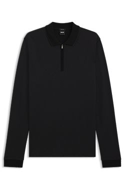 Mercerised-cotton polo shirt with two-tone structure