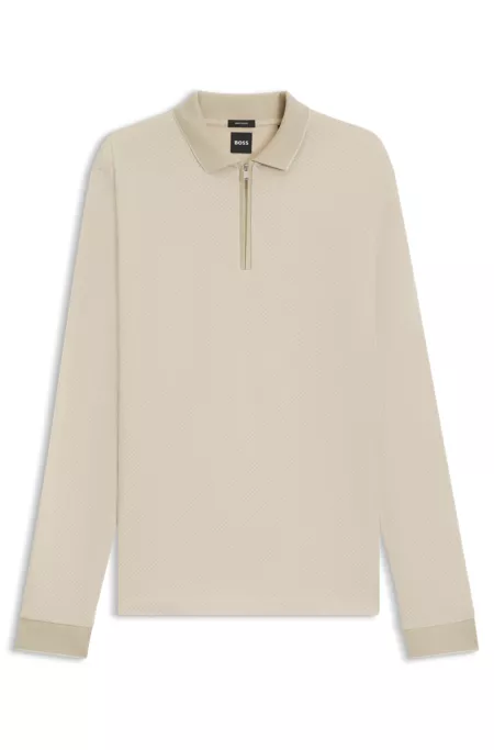 Mercerised-cotton polo shirt with two-tone structure
