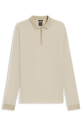 Mercerised-cotton polo shirt with two-tone structure