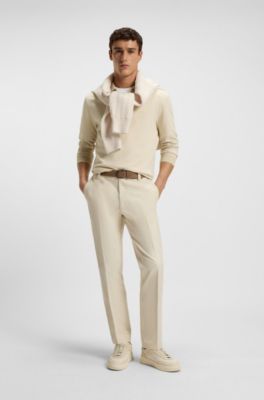 Mercerised-cotton polo shirt with two-tone structure, Natural