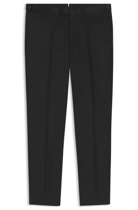 Wool-blend trousers with silk trims