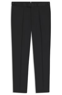 Wool-blend trousers with silk trims, Black