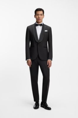 Wool-blend trousers with silk trims, Black