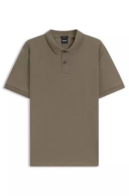 Cotton polo shirt with herringbone structure