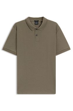 Cotton polo shirt with herringbone structure