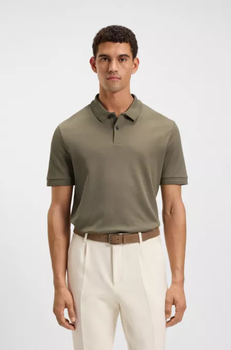 Cotton polo shirt with herringbone structure