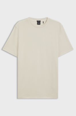 Cotton T-shirt with herringbone structure, Natural