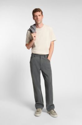 Cotton T-shirt with herringbone structure, Natural