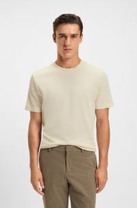 Cotton T-shirt with herringbone structure, Natural