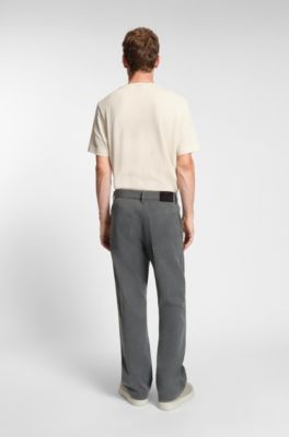Cotton T-shirt with herringbone structure, Natural