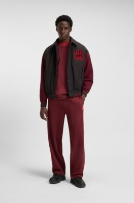 T-shirt in cotone HUGO x RB con dettagli e loghi, Rosso scuro