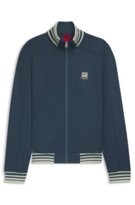 HUGO x RB zip-up sweatshirt with bull-graphic logo, Dark Blue