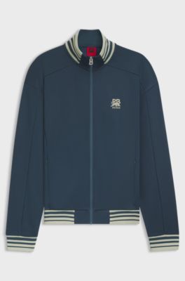 HUGO x RB zip-up sweatshirt with bull-graphic logo, Dark Blue