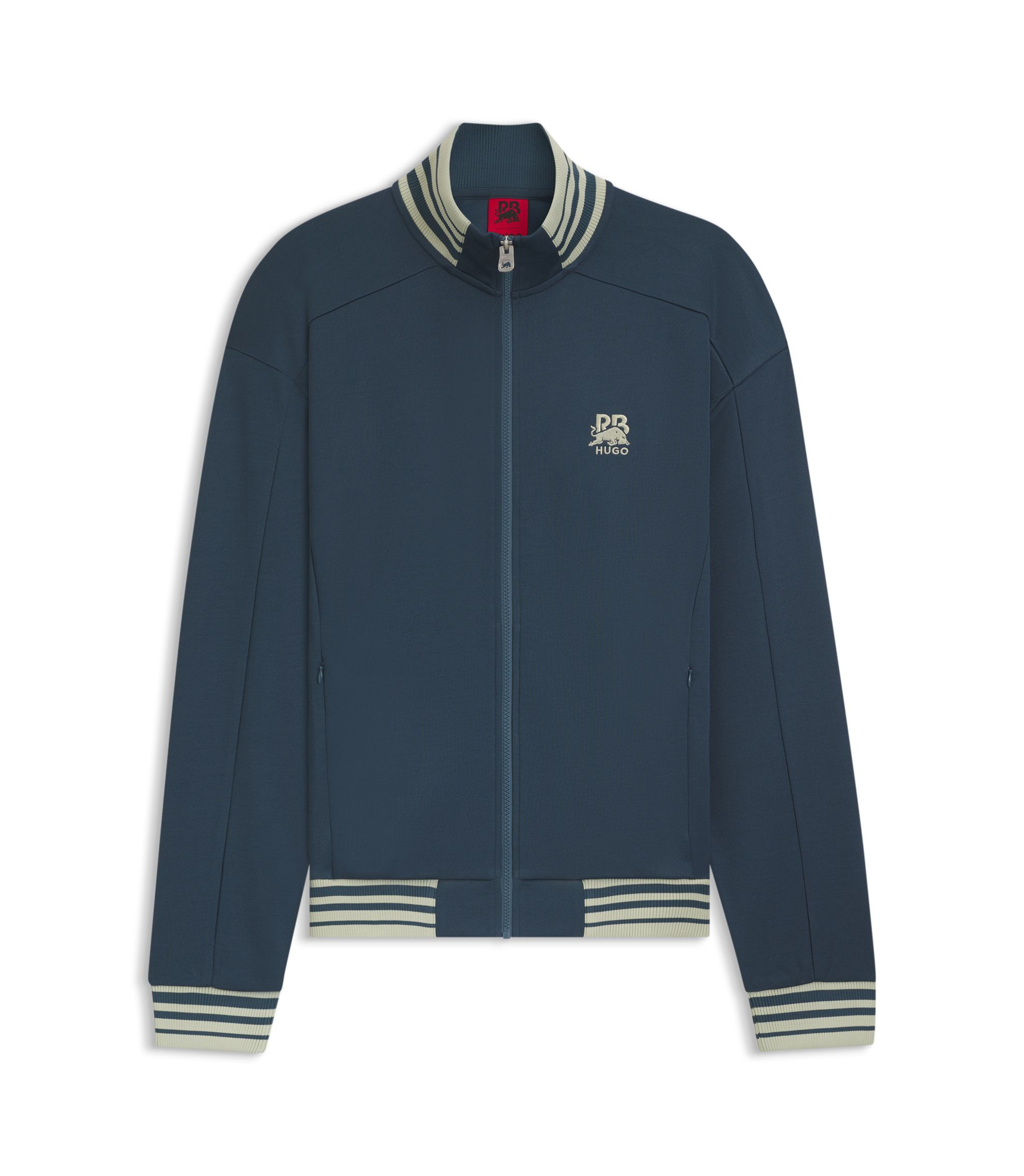 HUGO - HUGO x RB zip-up sweatshirt with bull-graphic logo - Dark Blue