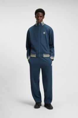 HUGO x RB zip-up sweatshirt with bull-graphic logo, Dark Blue