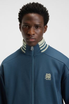 HUGO x RB zip-up sweatshirt with bull-graphic logo, Dark Blue