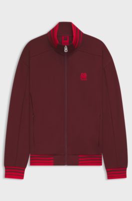 HUGO x RB felpa con zip e logo grafico con toro, Rosso scuro