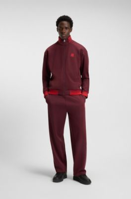 HUGO x RB zip-up sweatshirt with bull-graphic logo, Dark Red