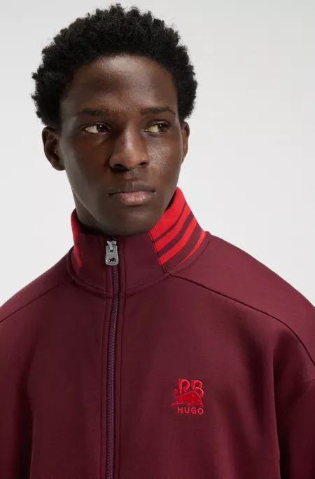 HUGO x RB zip-up sweatshirt with bull-graphic logo