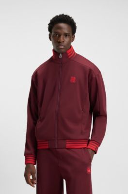 HUGO x RB zip-up sweatshirt with bull-graphic logo, Dark Red