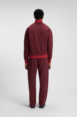 HUGO x RB felpa con zip e logo grafico con toro, Rosso scuro