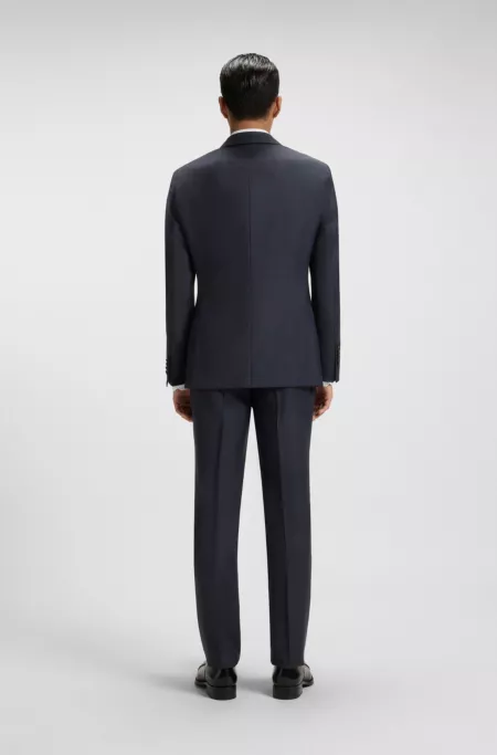 Two-piece slim-fit suit in patterned virgin wool