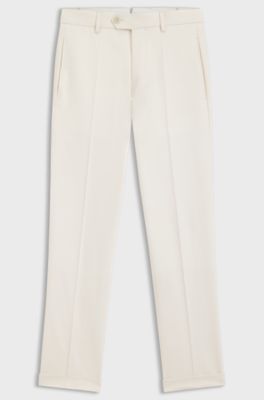 Formal trousers in micro-patterned virgin wool, White