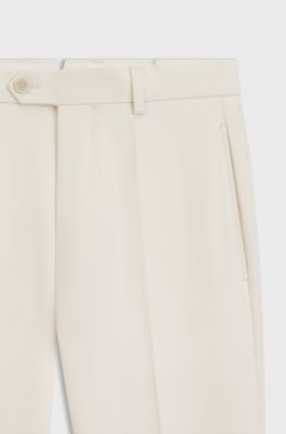Formal trousers in micro-patterned virgin wool, White