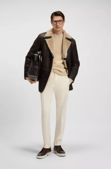 Formal trousers in micro-patterned virgin wool