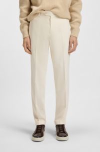 Formal trousers in micro-patterned virgin wool, White