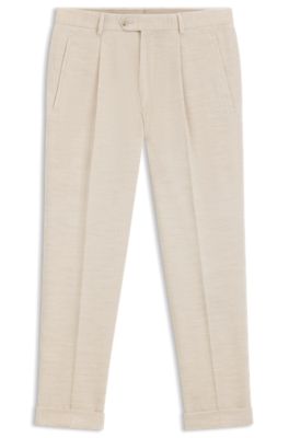 Pantaloni relaxed fit in velluto a coste di cotone e alpaca, Beige chiaro