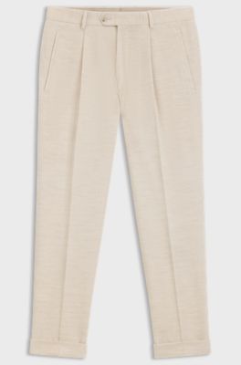 Relaxed-fit trousers in cotton-alpaca corduroy, Light Beige