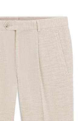 Pantaloni relaxed fit in velluto a coste di cotone e alpaca, Beige chiaro