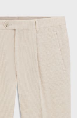 Relaxed-fit trousers in cotton-alpaca corduroy, Light Beige