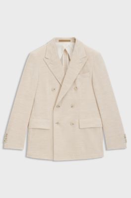 Slim-fit blazer in cotton-alpaca corduroy, Light Beige