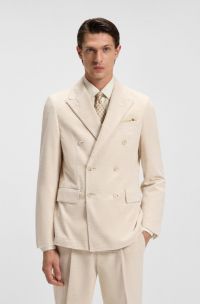 Slim-fit blazer in cotton-alpaca corduroy, Light Beige