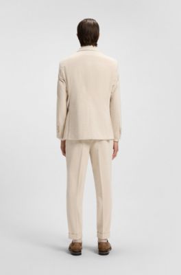 Slim-fit blazer in cotton-alpaca corduroy, Light Beige