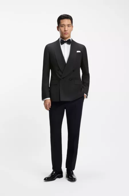 Double-breasted tuxedo jacket in silk