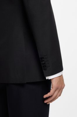 Double-breasted tuxedo jacket in silk, Black