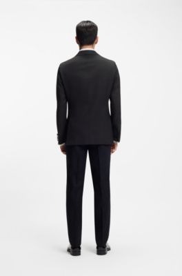 Double-breasted tuxedo jacket in silk, Black