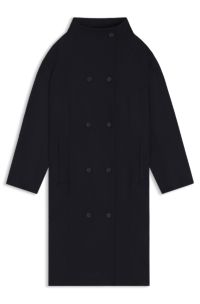Double-breasted coat in virgin wool and cashmere, Dark Blue
